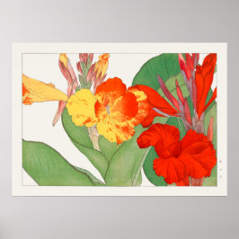 Canna Lily, Garden Blume, Konan, Vintage Natur Poster