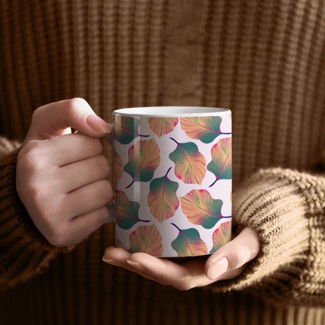 Canna Tropicanna Blätter in Pastel Kaffeetasse (Canna Tropicanna Tropical Leaves Patterned Mug)