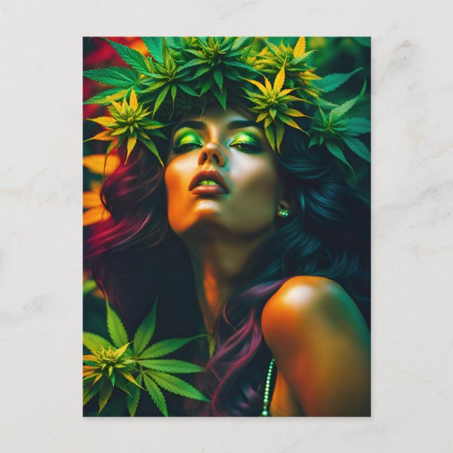 Cannabis Woman Postkarte (Vorderseite)