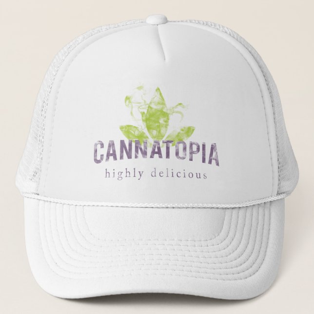 Cannatopia Rauch-Logo-Fernlastfahrer-Hut Truckerkappe (Vorderseite)