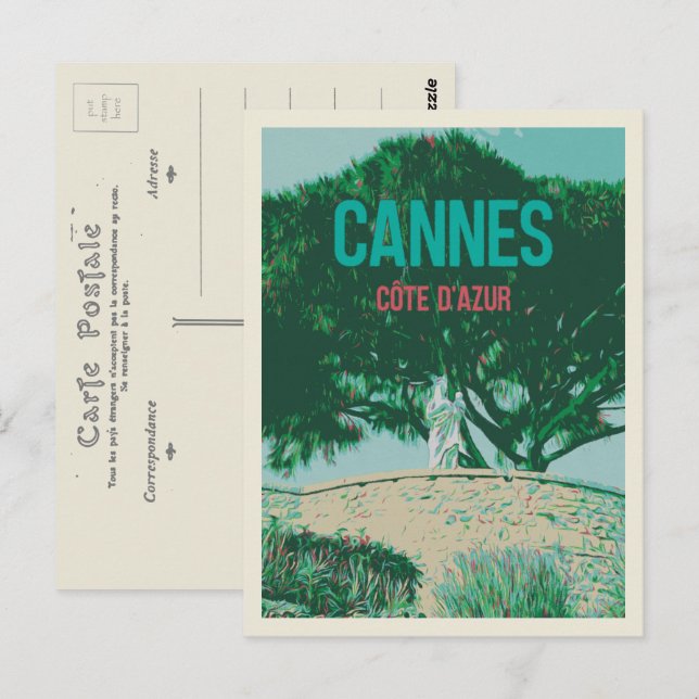 Cannes Cote d'Azur Frankreich, Aussicht auf Suquet Postkarte (Vorne/Hinten)