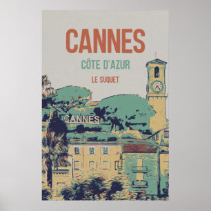 Cannes Côte d'Azur Le Suquet Illustration Frankrei Poster