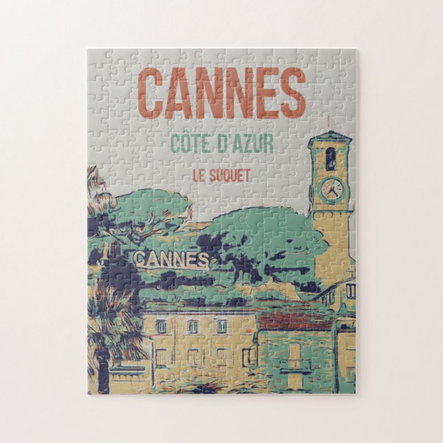 Cannes Côte d'Azur Le Suquet Illustration Frankrei Puzzle (Vertikal)
