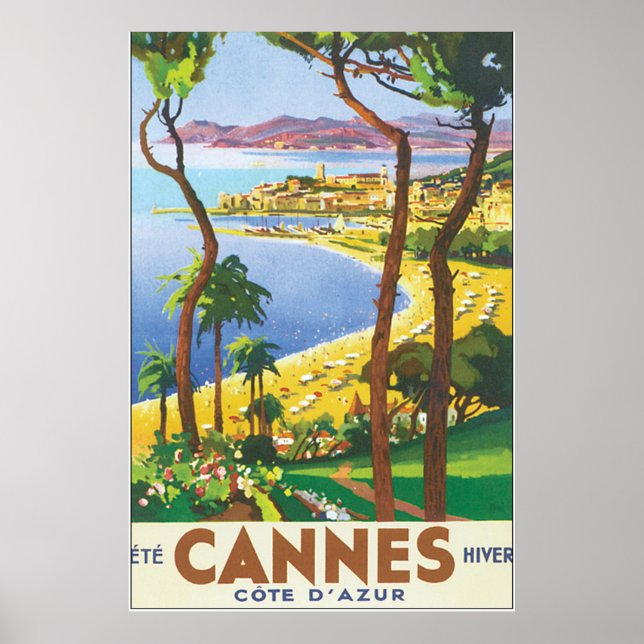 Cannes Cote D'Azur Vintage Travel Poster (Vorne)