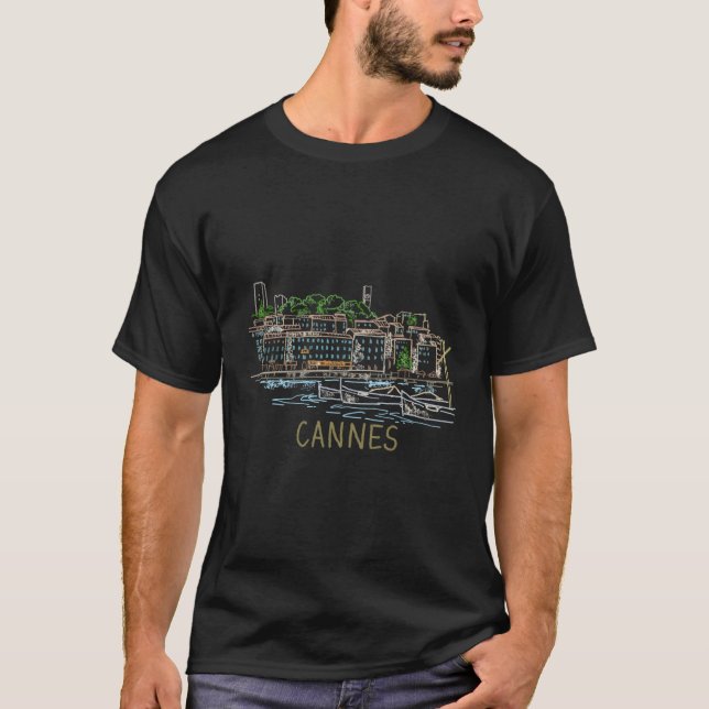 Cannes France Hand Drawn T-Shirt (Vorderseite)