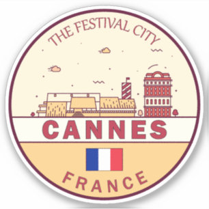 Cannes France Skyline Emblem Aufkleber