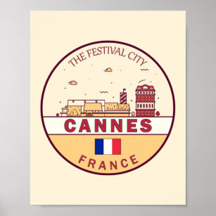 Cannes France Skyline Emblem Poster
