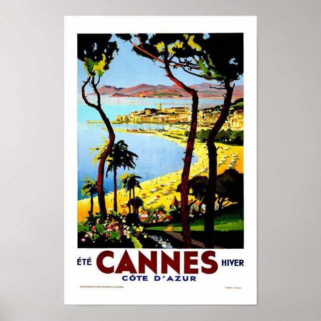 Cannes France Vintage Travel Poster (Vorne)