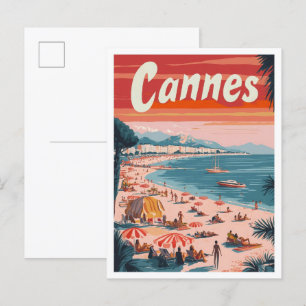 Cannes Frankreich Kunst Vintage Reise Illustration Postkarte