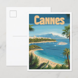 Cannes Frankreich Kunst Vintage Reise Illustration Postkarte