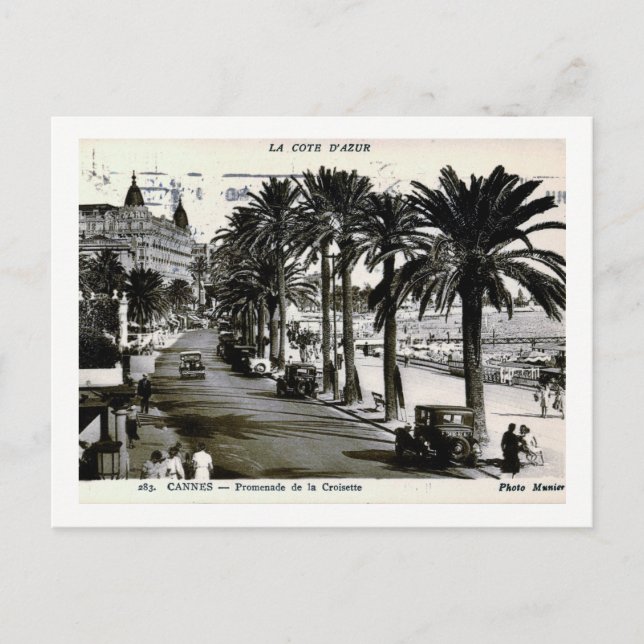 Cannes, Frankreich, Promenade de la Croisette Vint Postkarte (Vorderseite)