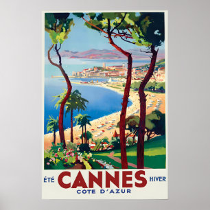 Cannes Frankreich Reiseplakat Vintage-Wandkunst-Dr Poster