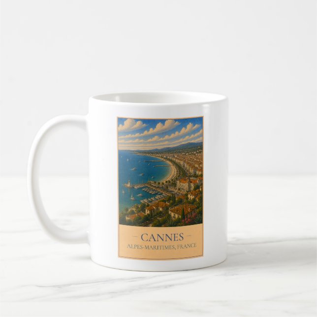 Cannes, Frankreich – Vintage-Reisebecher Kaffeetasse (Links)