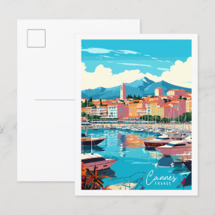 Cannes Frankreich Vintage-Reiseillustration Postkarte