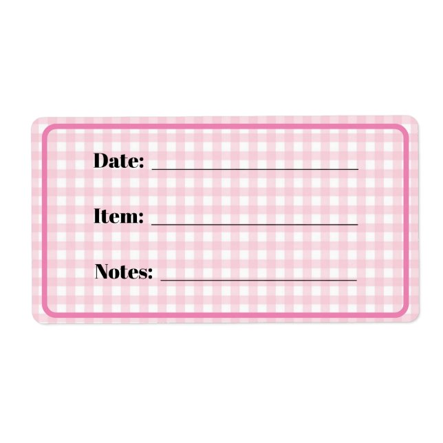 Canning and Food Storage Labels in Pink Gingham (Vorne)