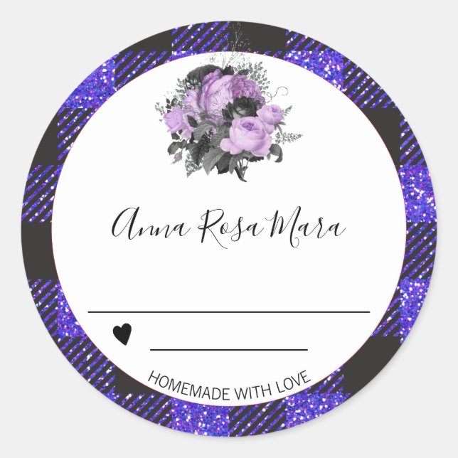 *~* Canning AP30 Grape Buffalo Gingham Homemade Runder Aufkleber (Vorderseite)