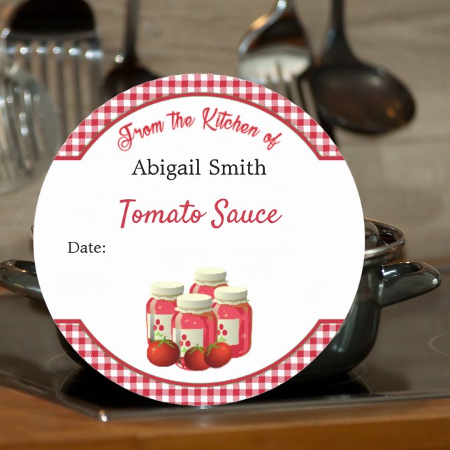 Canning Aufkleber Tomaten/Paradeiser und Gingham (Von Creator hochgeladen)