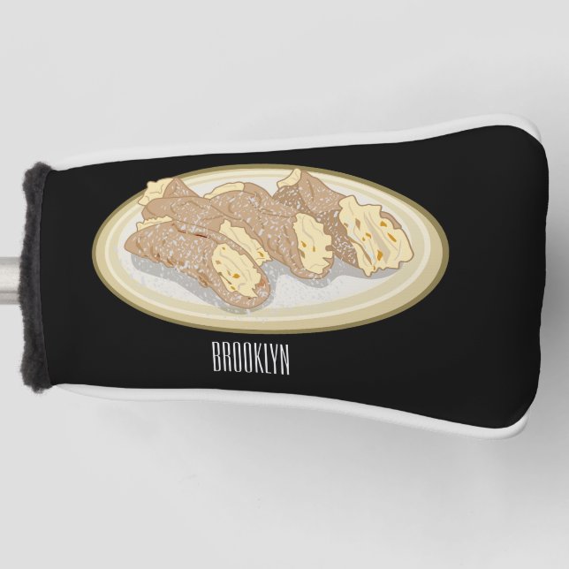 Cannoli-Cartoon-Abbildung Golf Headcover (Vorderseite)