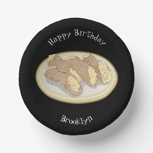 Cannoli-Cartoon-Abbildung Pappteller (Vorderseite)