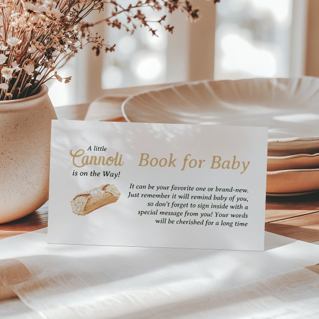Cannoli Neutral Beige Italian Book For Baby Shower Begleitkarte (Von Creator hochgeladen)