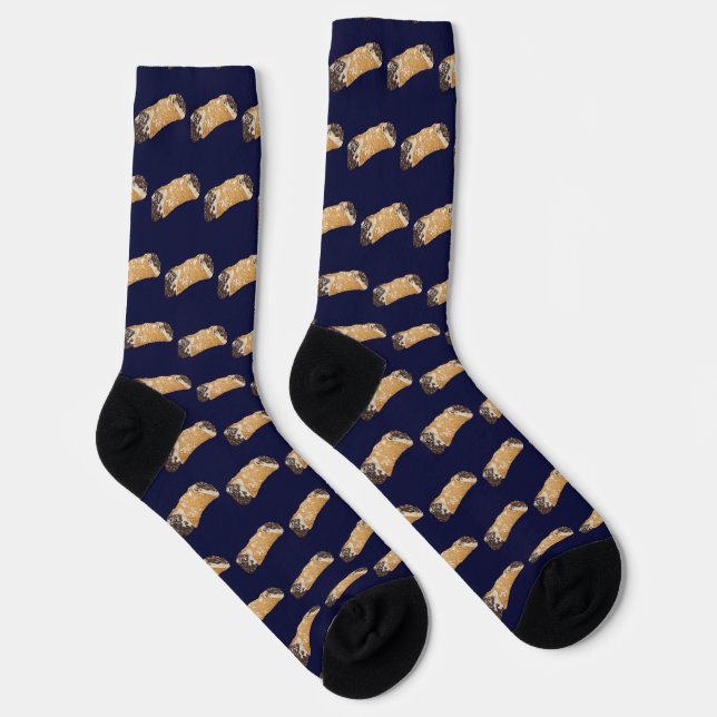Cannoli on Navy Blue Background Socken (Rechts)