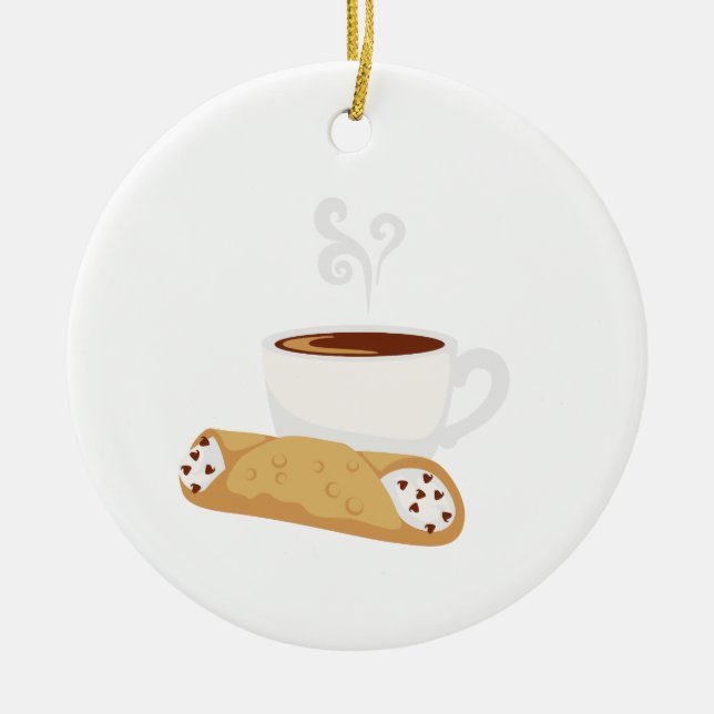 Cannoli und Kaffee Keramik Ornament (Vorne)