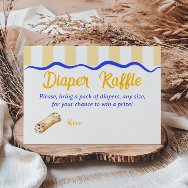 Cannoli Yellow Blue Italian Baby Shower Diaper Begleitkarte (Von Creator hochgeladen)