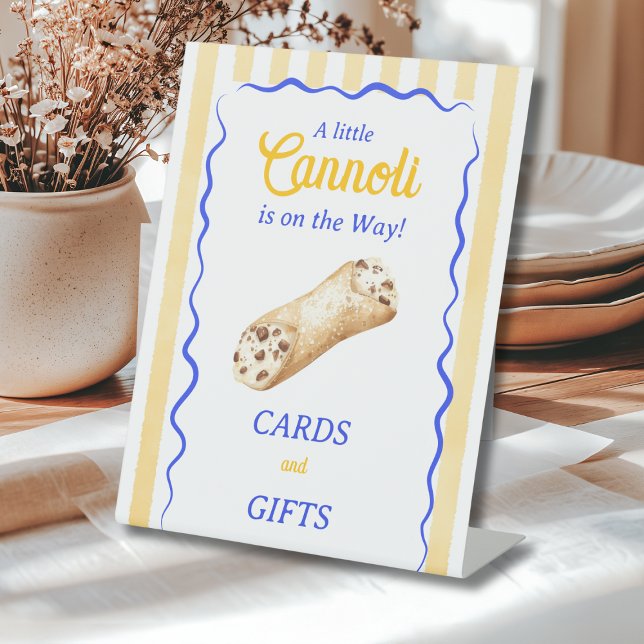Cannoli Yellow Blue Italian Baby Shower Favor Sockelschild (Von Creator hochgeladen)