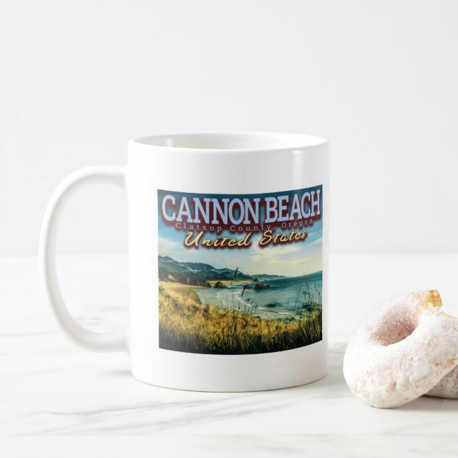 CANNON BEACH - HAYSTACK ROCK - OREGON USA KAFFEETASSE (Mit Donut)