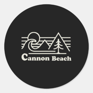Cannon Beach Oregon Coast Retro Vintage Surfing Su Runder Aufkleber