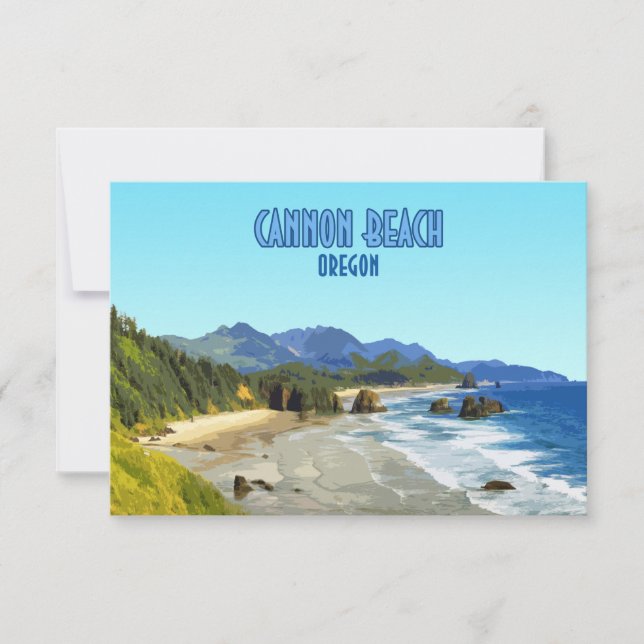 Cannon Beach Oregon Coast Vintag Flat Card (Vorderseite)