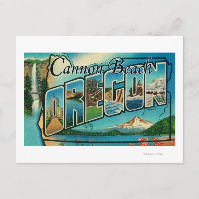 Cannon Beach, Oregon - Große Buchstabenszenen Postkarte (Vorderseite)