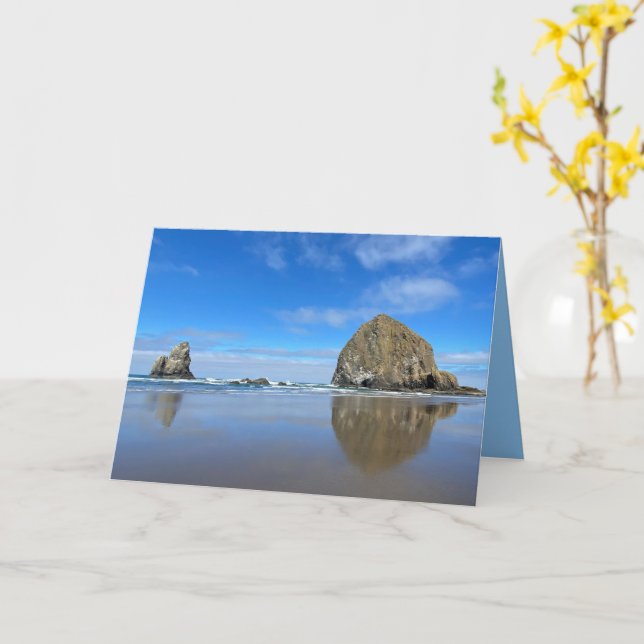 Cannon Beach Oregon Haystack Rock Karte (Gelbe Blume)