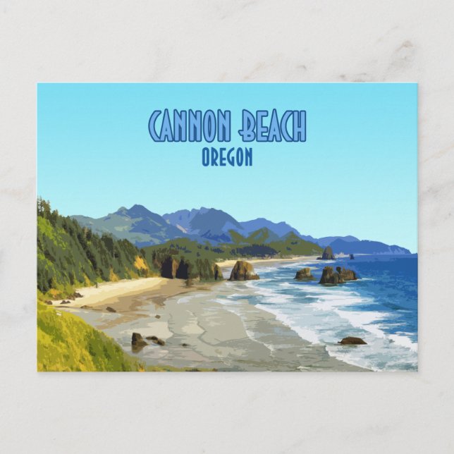 Cannon Beach Oregon Küste Vintag Postkarte (Vorderseite)