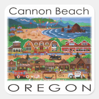 Cannon Beach ~ Oregon Quadratischer Aufkleber