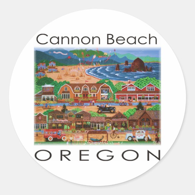 Cannon Beach ~ Oregon Runder Aufkleber (Vorderseite)