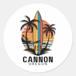 Cannon Beach Oregon Surfen Surfer Runder Aufkleber