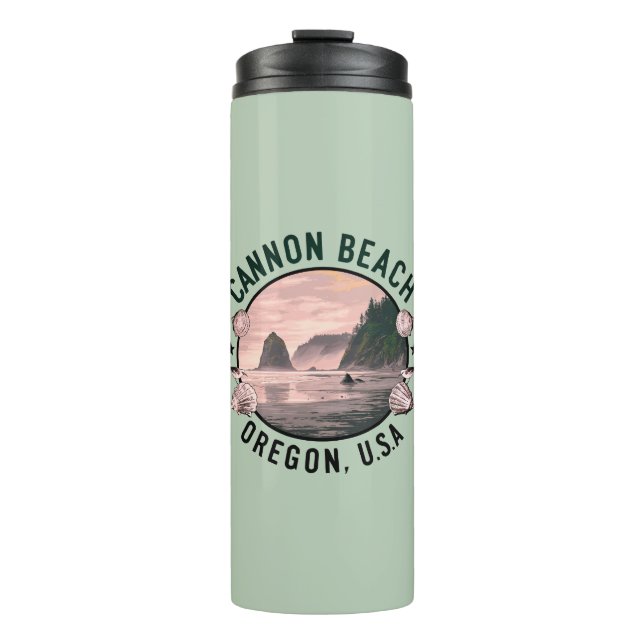 Cannon Beach Retro Vignette Thermosbecher (Vorderseite)