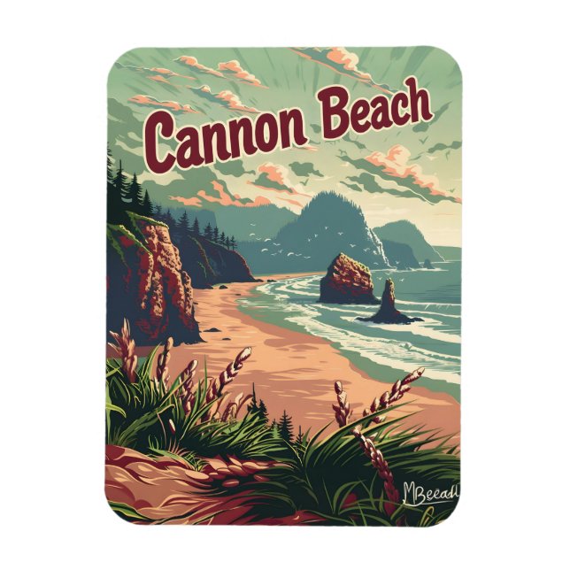 Cannon Beach Vintag Magnet (Vertikal)