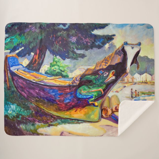 Canoe aus dem Indischen Krieg | Emily Carr | Sherpadecke (Vorderseite (Horizontal))