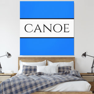 CANOE Nautical Bright Blue White Summer Stripes Leinwanddruck