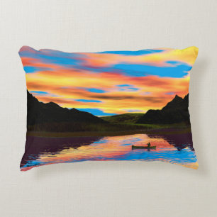 Canoe On Sunset Lake Jigsaw Puzzle Dekokissen