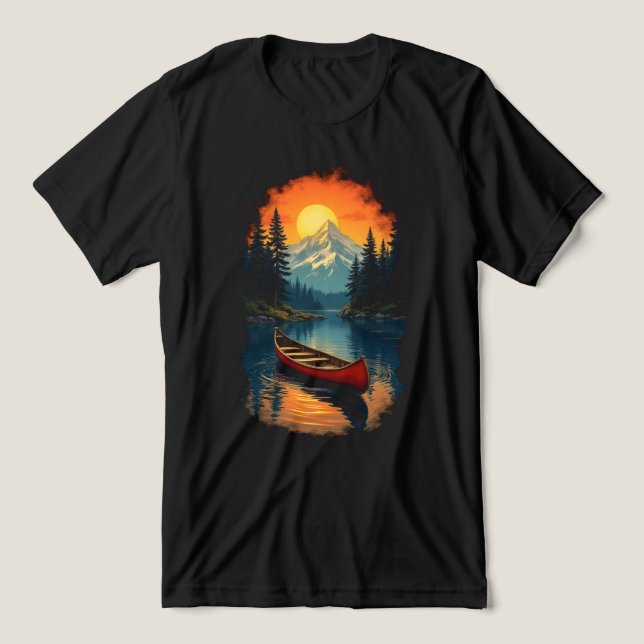 Canoe Splash Adventure - Retro Lake Sunset Tri-Blend Shirt (Design Vorderseite)