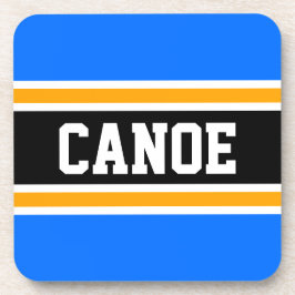 CANOE Sporty Fun Bright Blue Yellow Black Stripes Getränkeuntersetzer
