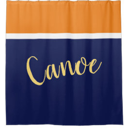 CANOE Stylischer Navy Blue White Orange Farbblock Duschvorhang