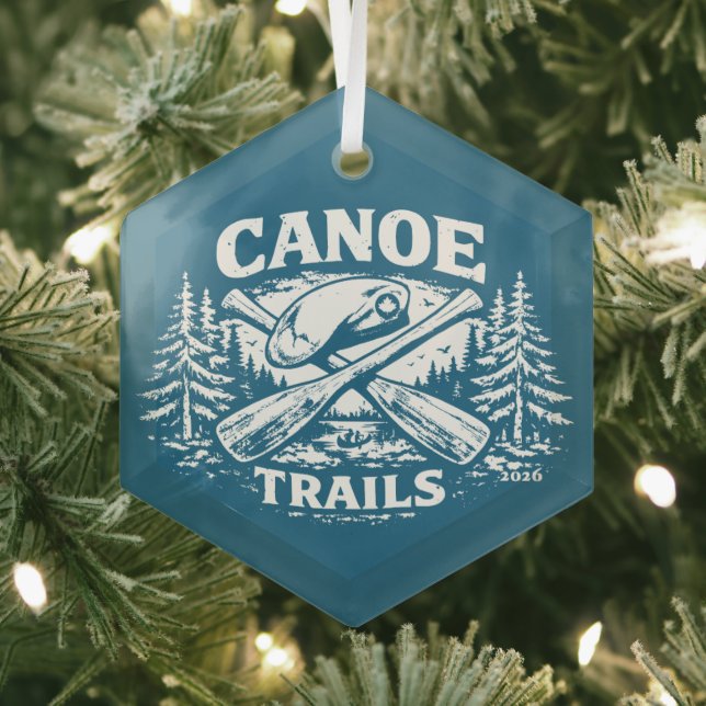 Canoe Trails Hex Ornament 2026 Aus Glas (Insitu)