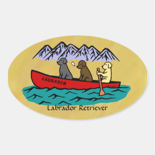 Canoeing Labrador Retrievers Ovaler Aufkleber