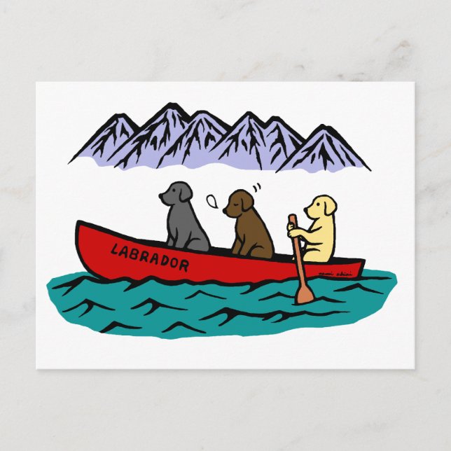 Canoeing Labrador Retrievers Postkarte (Vorderseite)