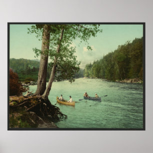 Canoeing on an Adirondack Mountain Stream Poster