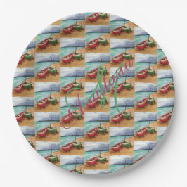 CANOES, DIE AUF DEM MONOGRAMM-PARTY DES STRANDES S PAPPTELLER